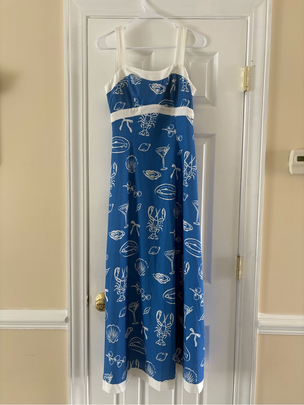 Blue Nautical Print Sundress with White Trim